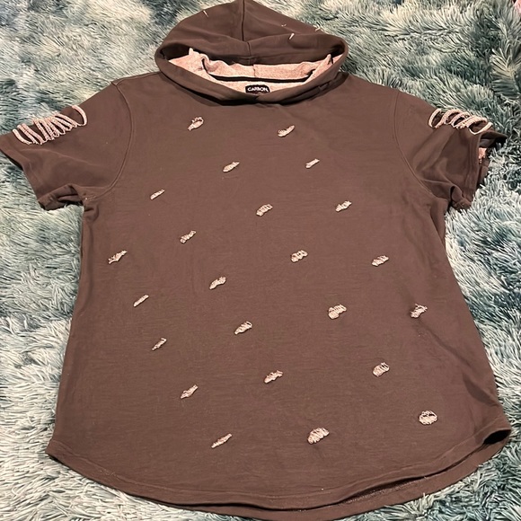 Carbon short sleeve top with hood XL - Picture 1 of 4